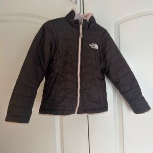 The North Face Girls Reversible Mossbud Swirl Jacket m Pink Kids XL 18/20